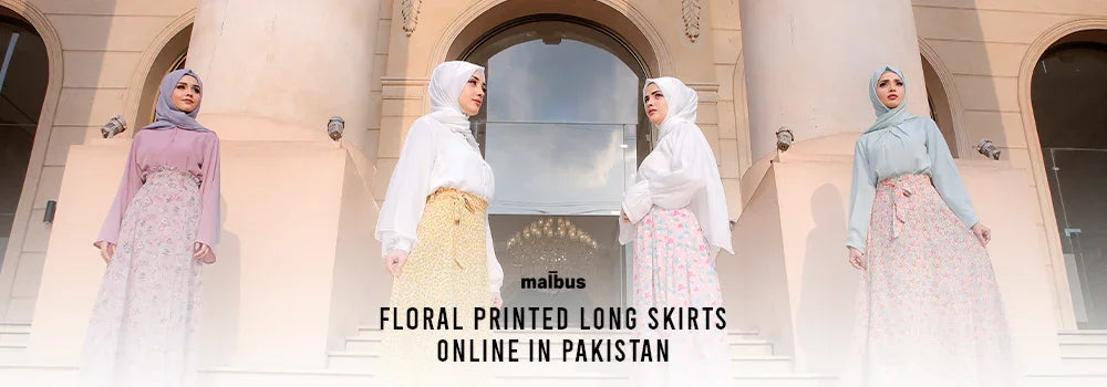 buy long floral printed skirts in Pakistan