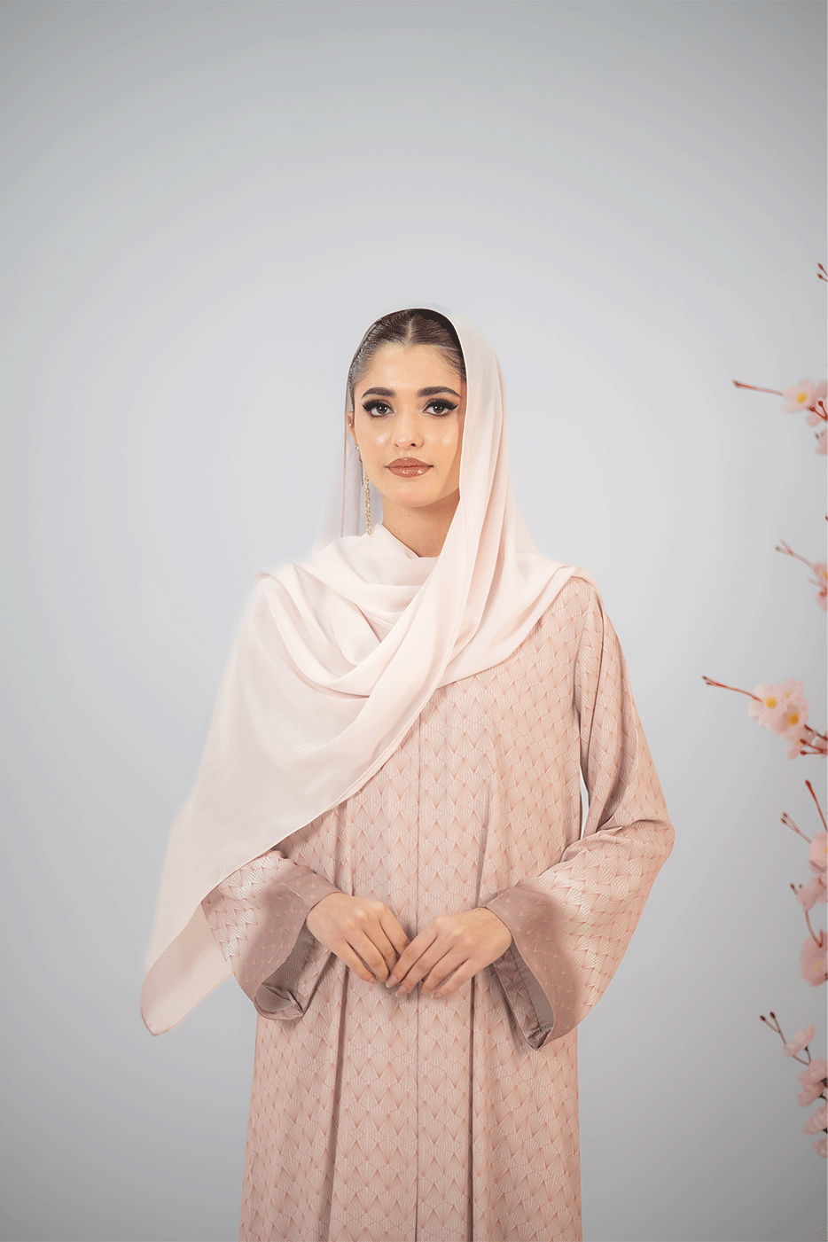 women kimono dress abaya pink Sakura PINK Kimono Abaya Embroidered Eid Abaya with Golden