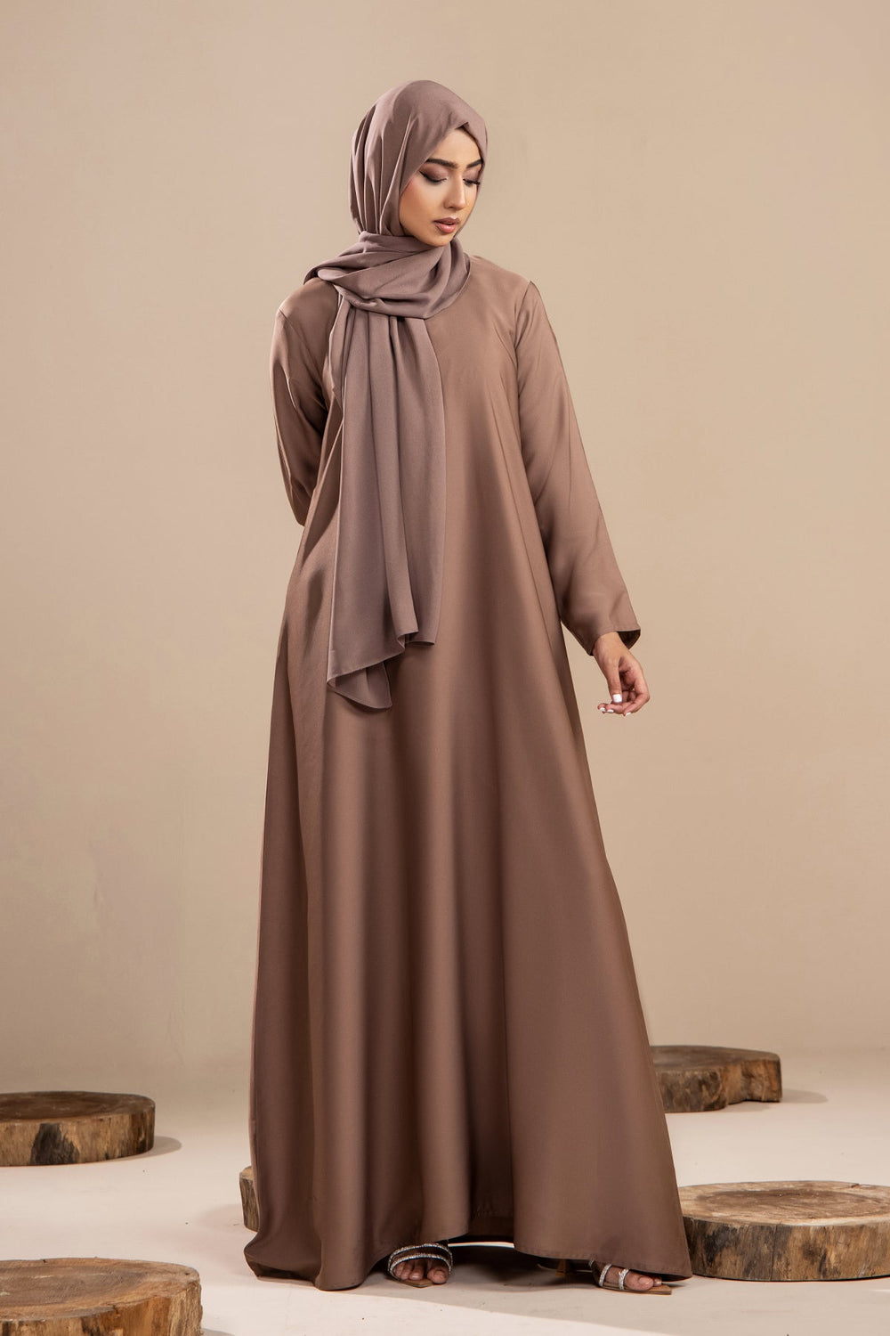 Beige - Front Close Abaya - Malbus