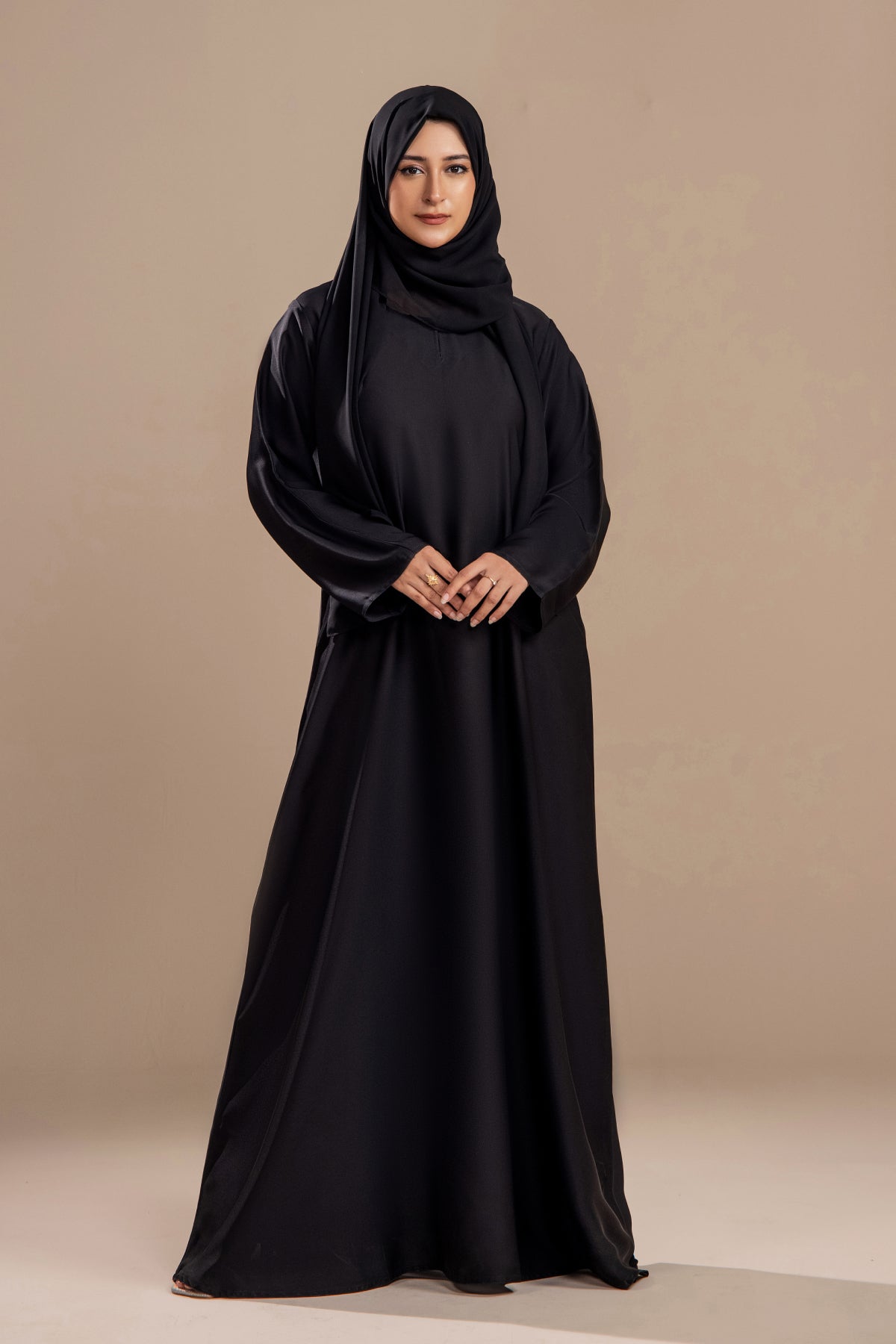 black abaya dress Black Plain Front Close Abaya