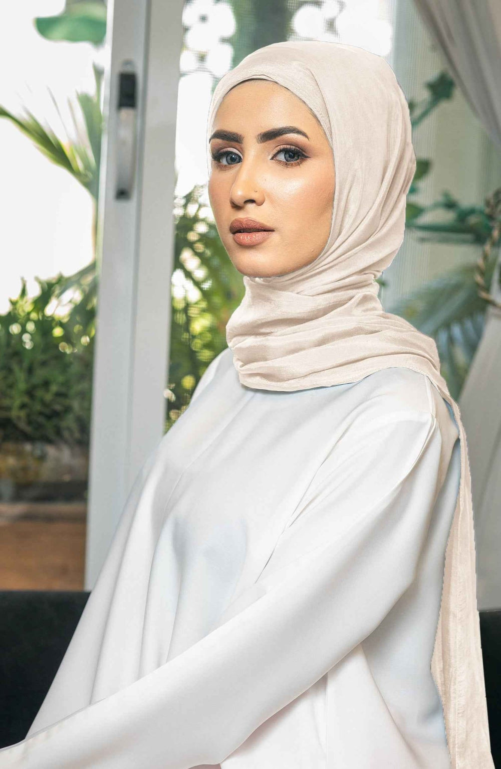 Ivory Silk Hijab - Malbus