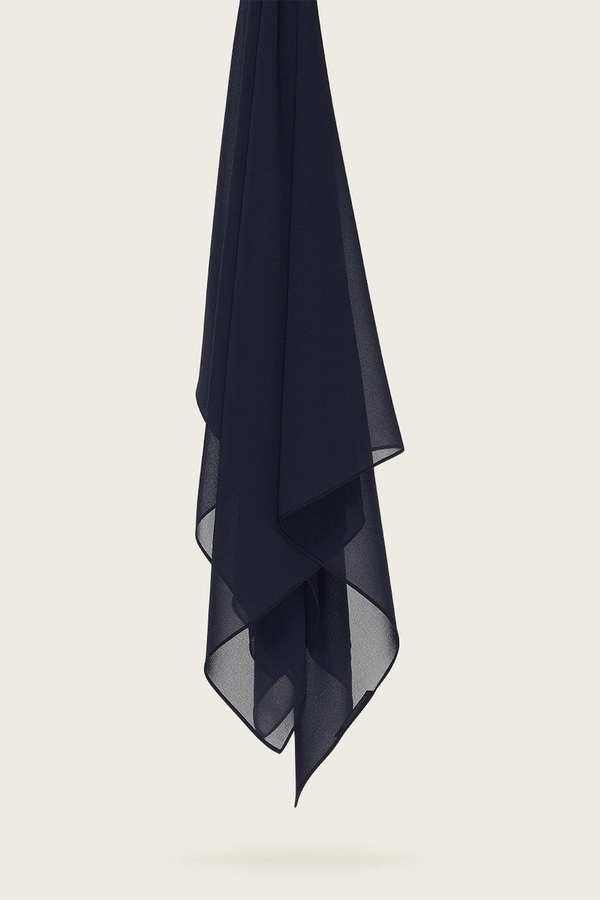 Luxe Chiffon Hijab - Navy Blue - Malbus