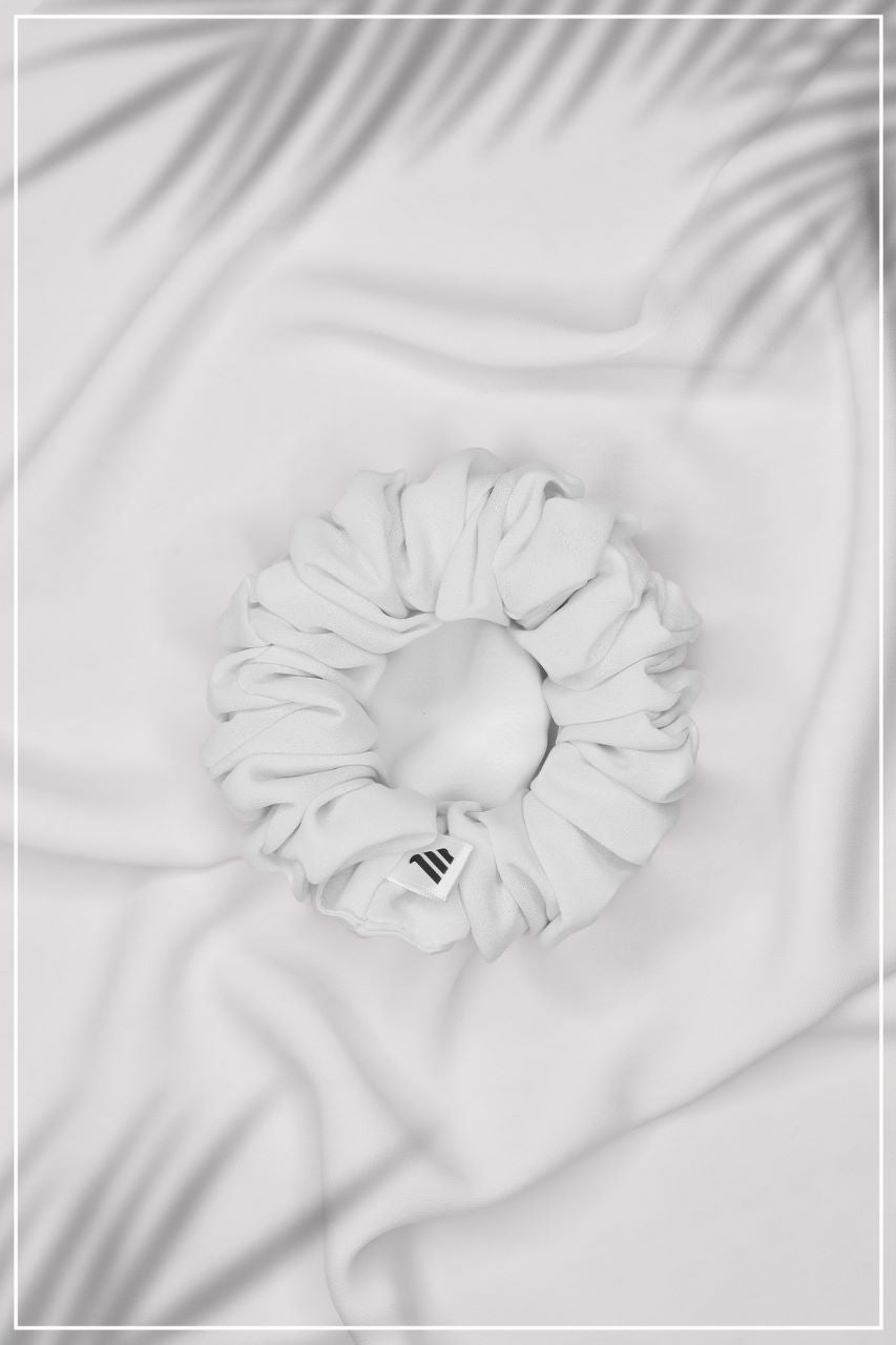 White Textured Scrunchie - Malbus
