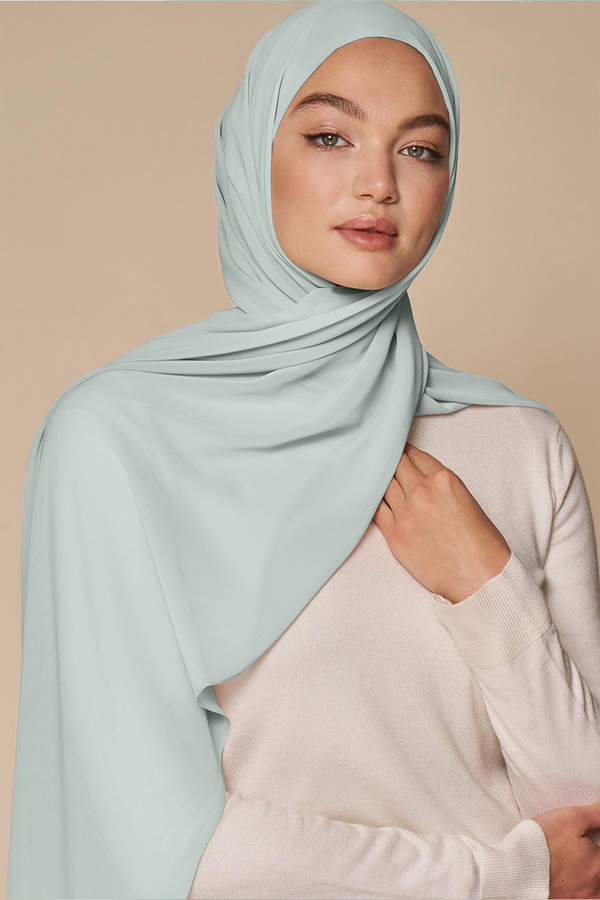 Luxe Chiffon Hijab - Misty Blue - Malbus