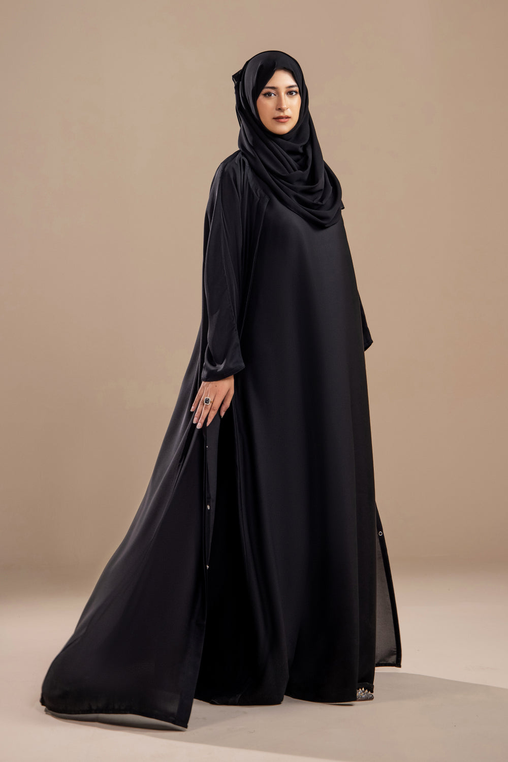 Black - Front Open Abaya