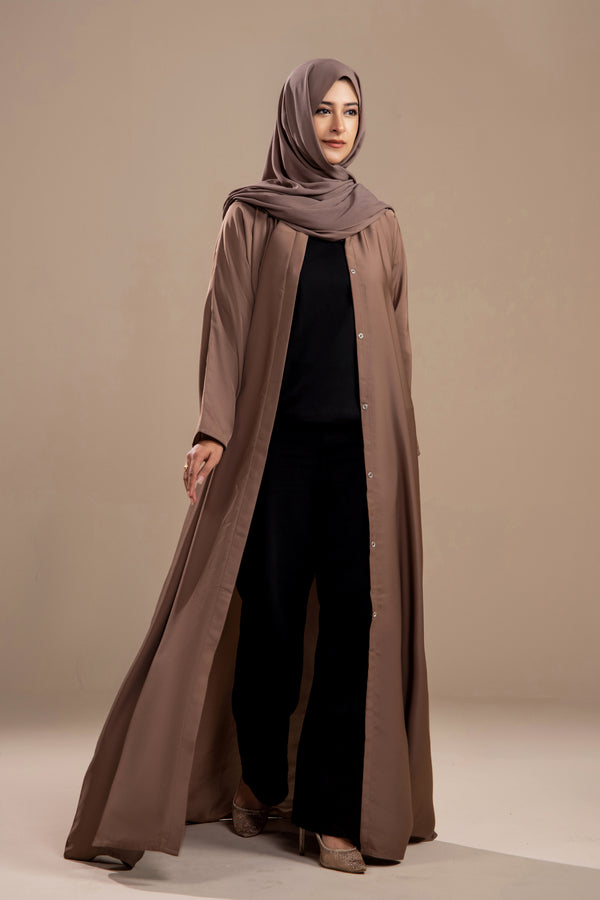 Beige - Front Open Abaya