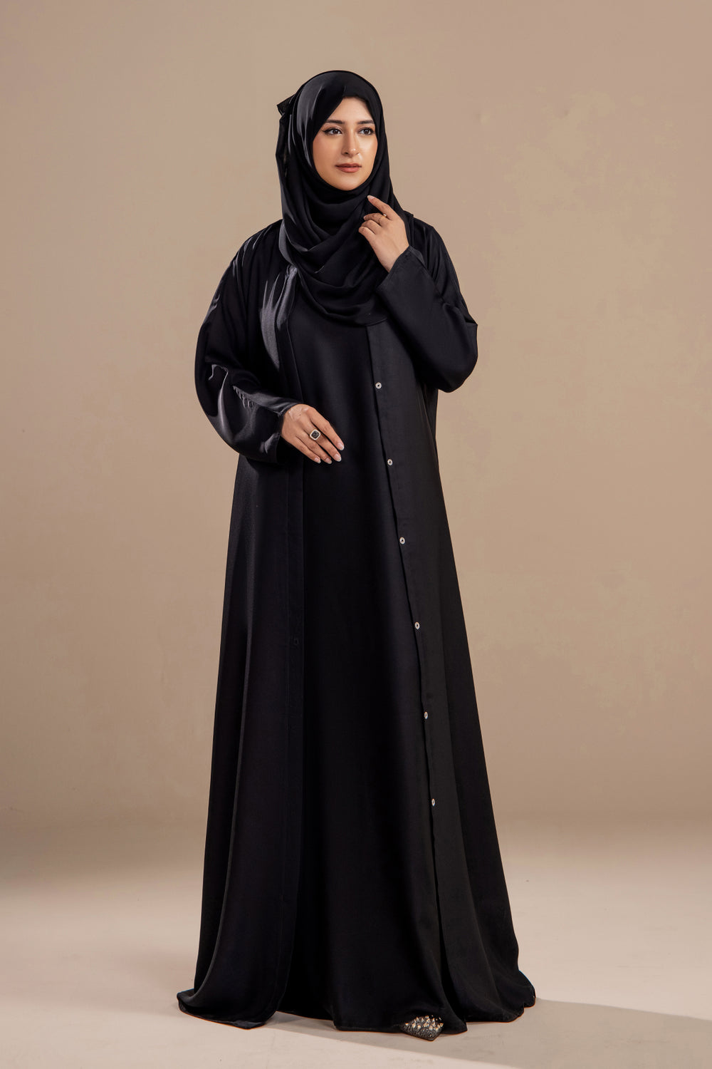 Black - Front Open Abaya