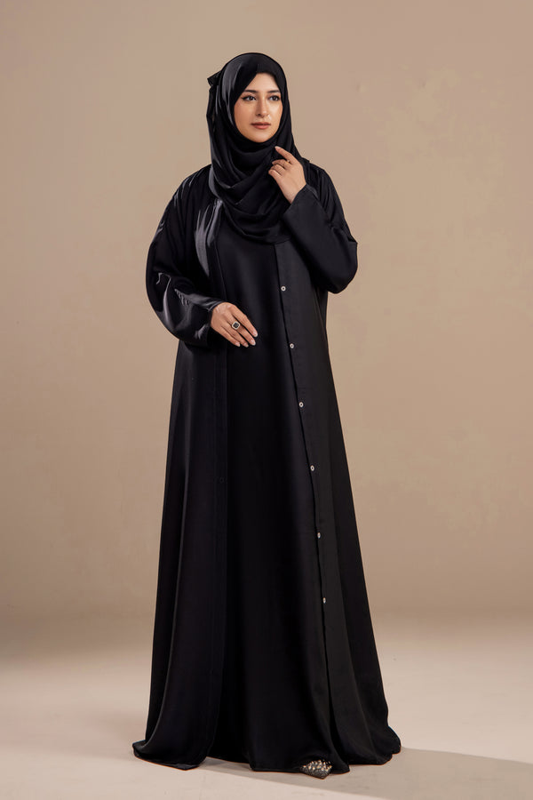 Black - Front Open Abaya
