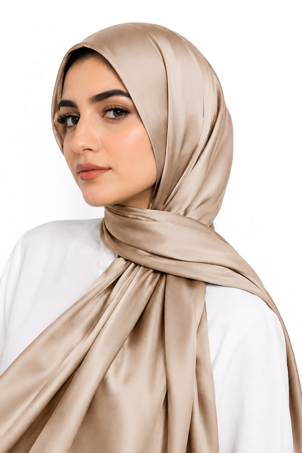 Hijab en soie mauve
