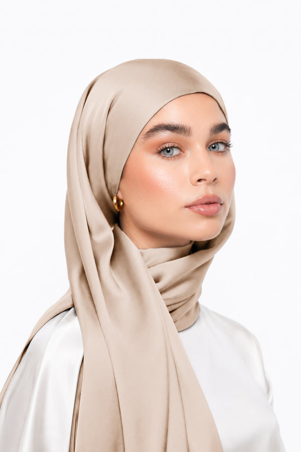 Hijab en soie mauve