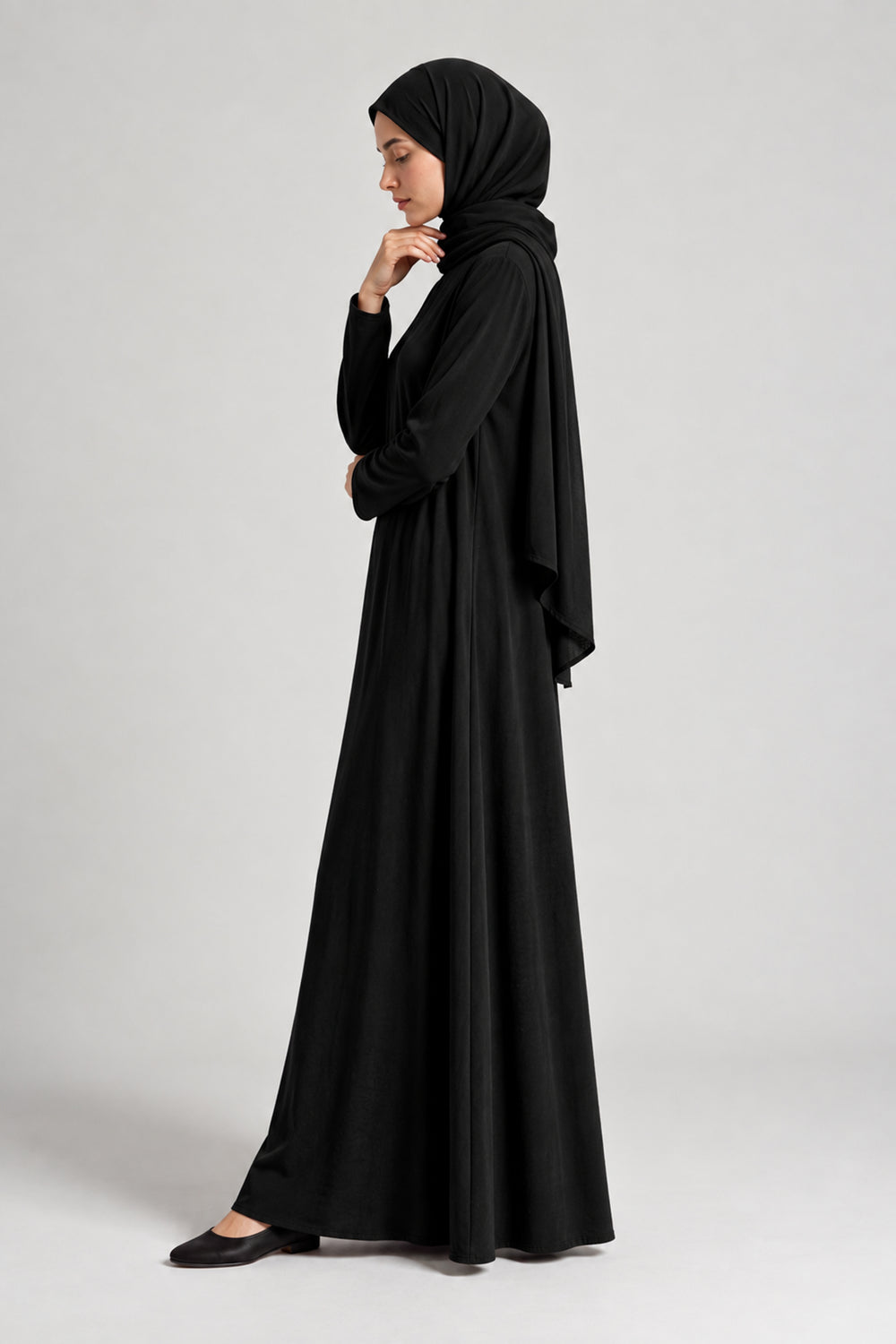 Black Full-Sleeve Slip Dress