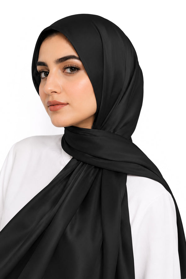 Black Silk Hijab