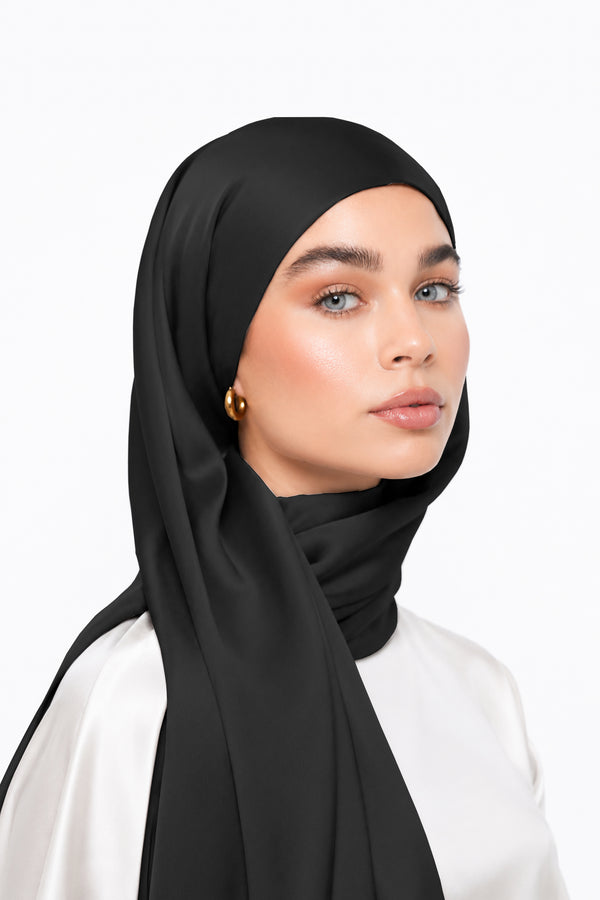 Black Silk Hijab