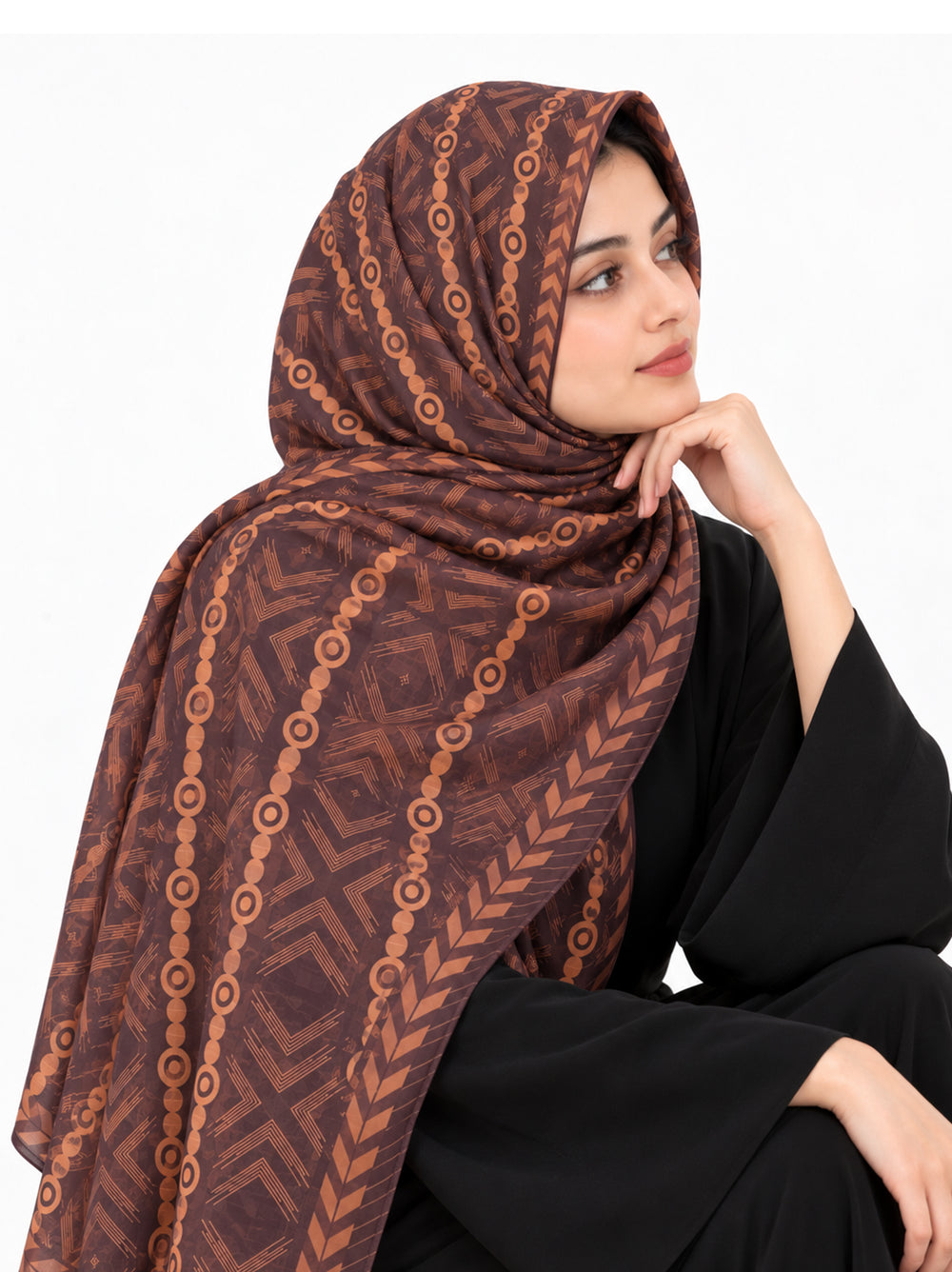 Burgundy Aztec Luxe Lawn Hijab