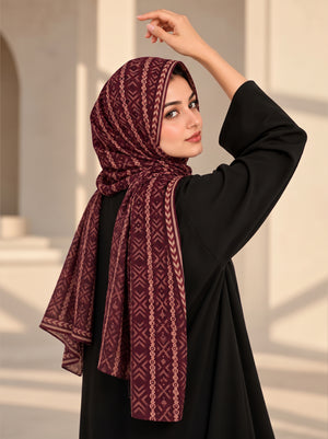 Burgundy Aztec Luxe Lawn Hijab