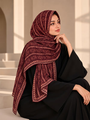 Burgundy Aztec Luxe Lawn Hijab