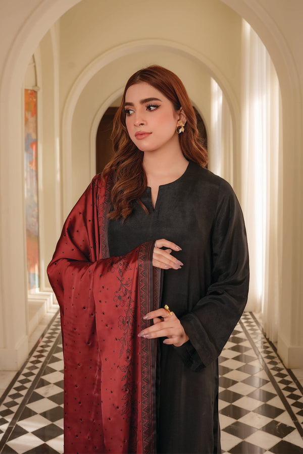 Crimson Royale Silk Shawl