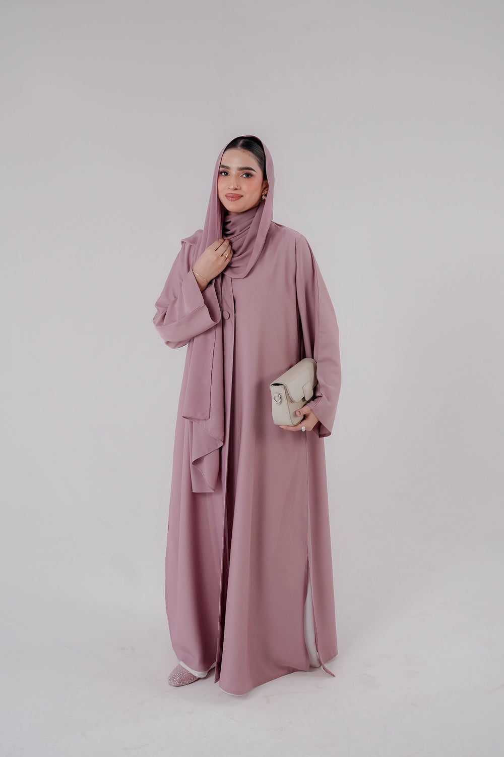 Dusty Rose Slit Abaya