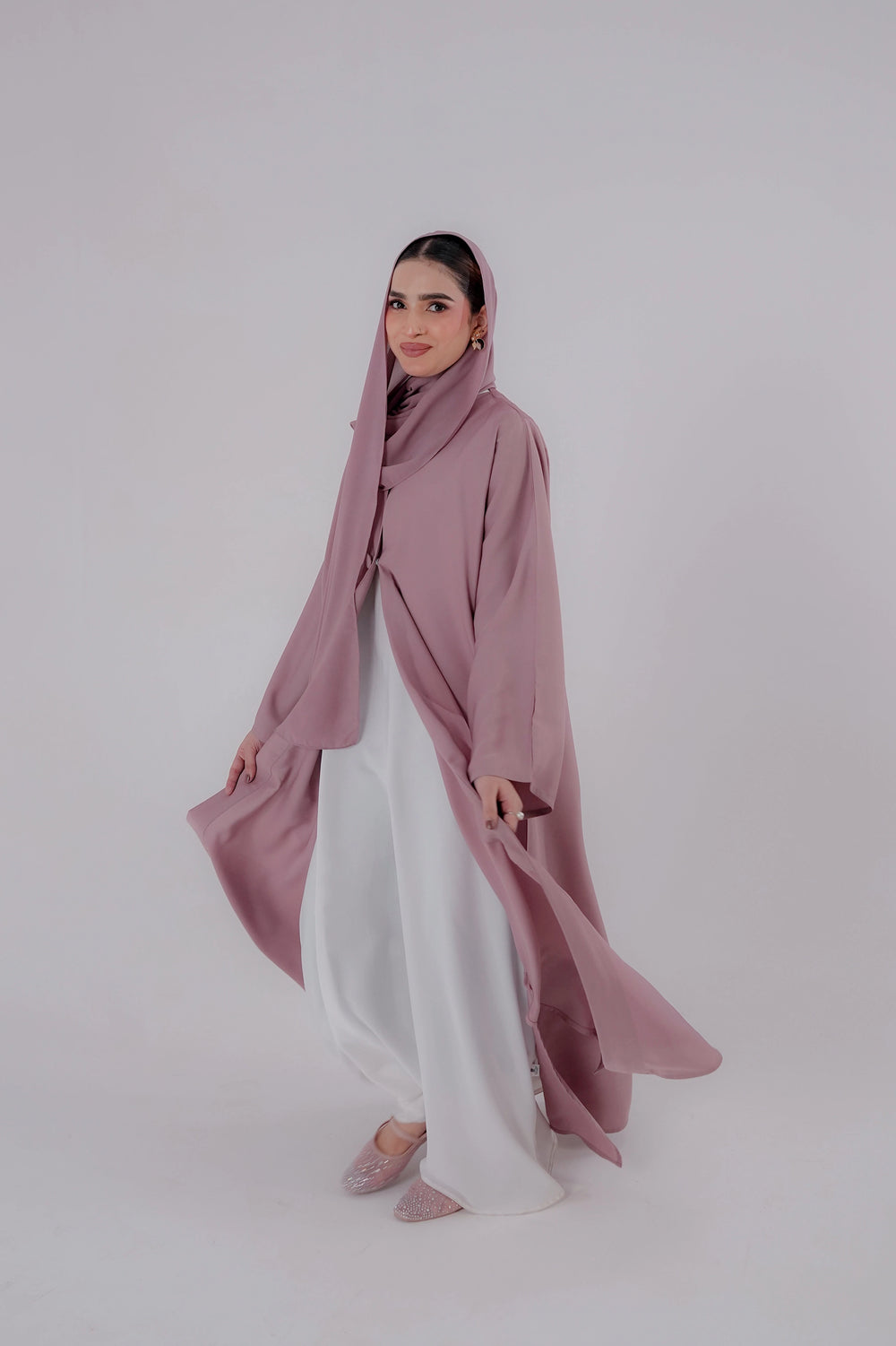 Dusty Rose Slit Abaya