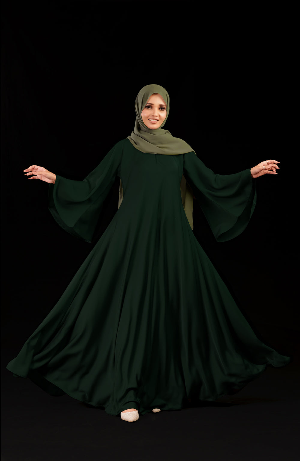 emerald green umbrella abaya by malbus