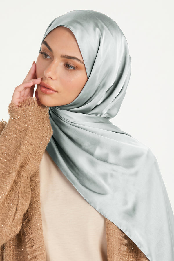 Ice Blue Silk Hijab