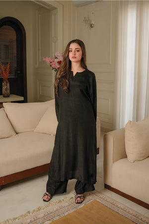 Ivory Noir Silk Shawl