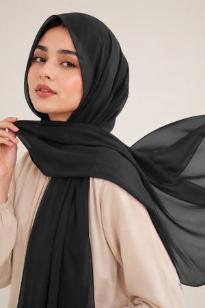 Luxe Chiffon Hijab - Black