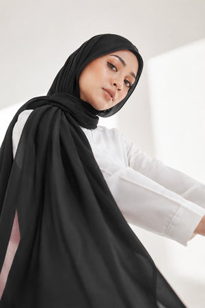 Luxe Chiffon Hijab - Black