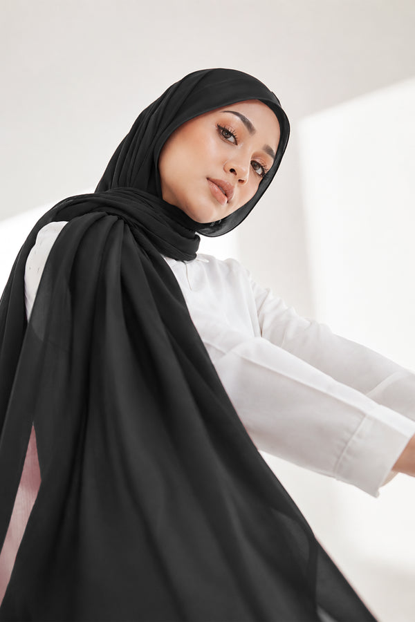 Luxe Chiffon Hijab - Black