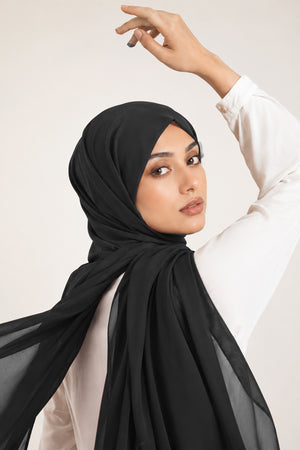 Luxe Chiffon Hijab - Black