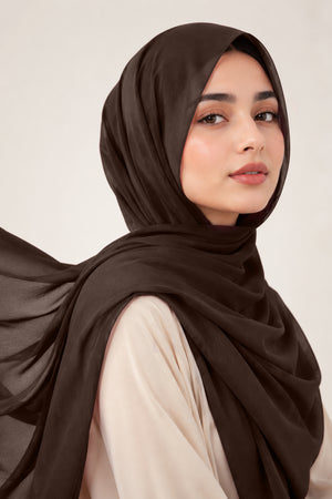 Hijab en mousseline de soie de luxe - Cacao