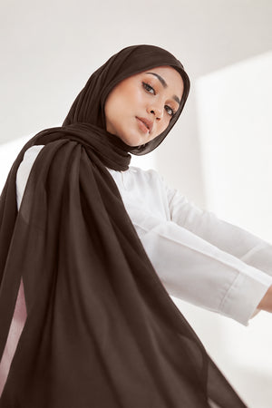 Hijab en mousseline de soie de luxe - Cacao