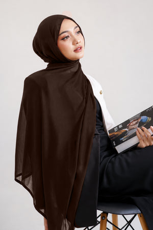 Hijab en mousseline de soie de luxe - Cacao