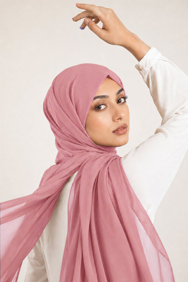 Luxe Chiffon Hijab - Dusty Pink