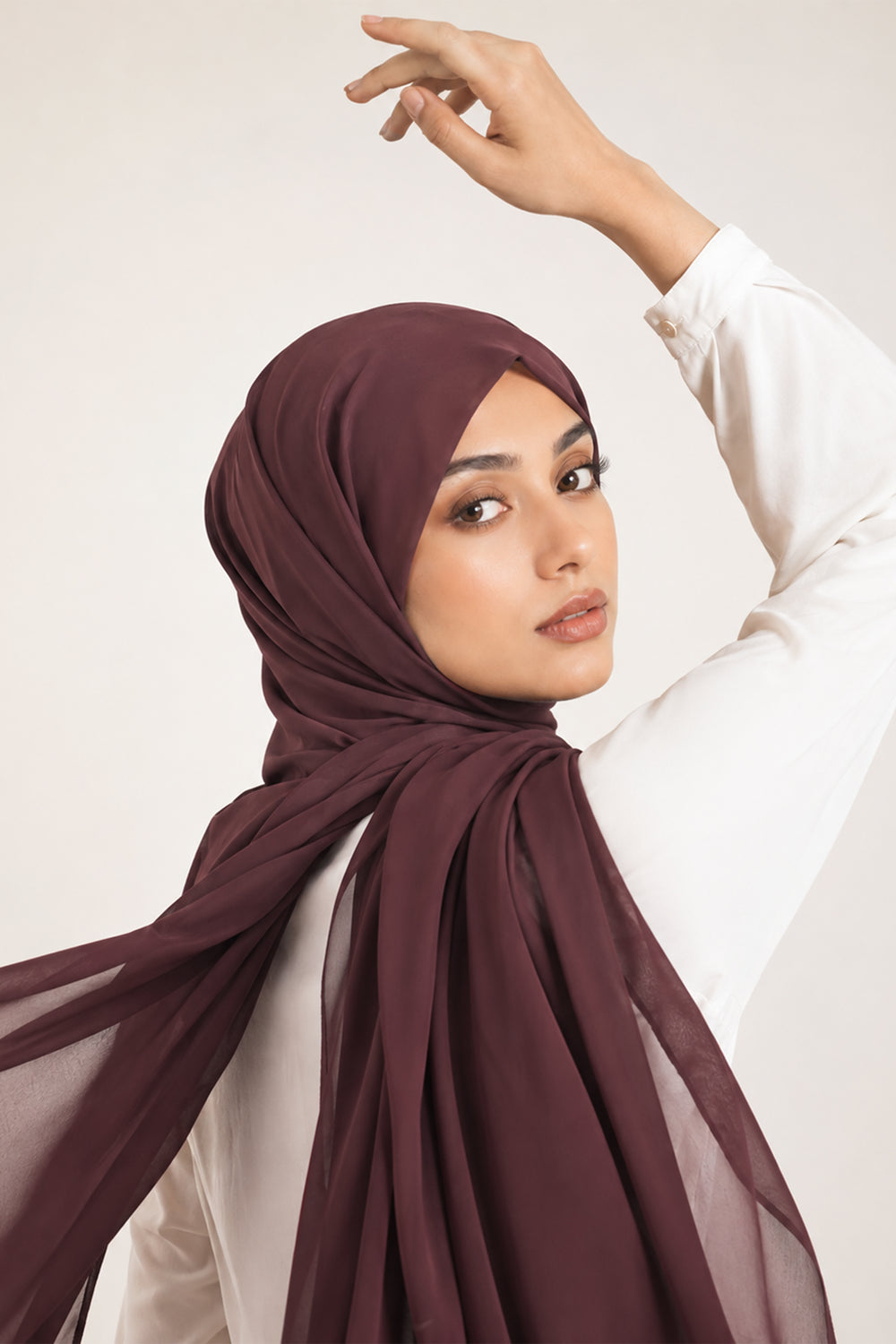 Hijab en mousseline de soie de luxe - Figue