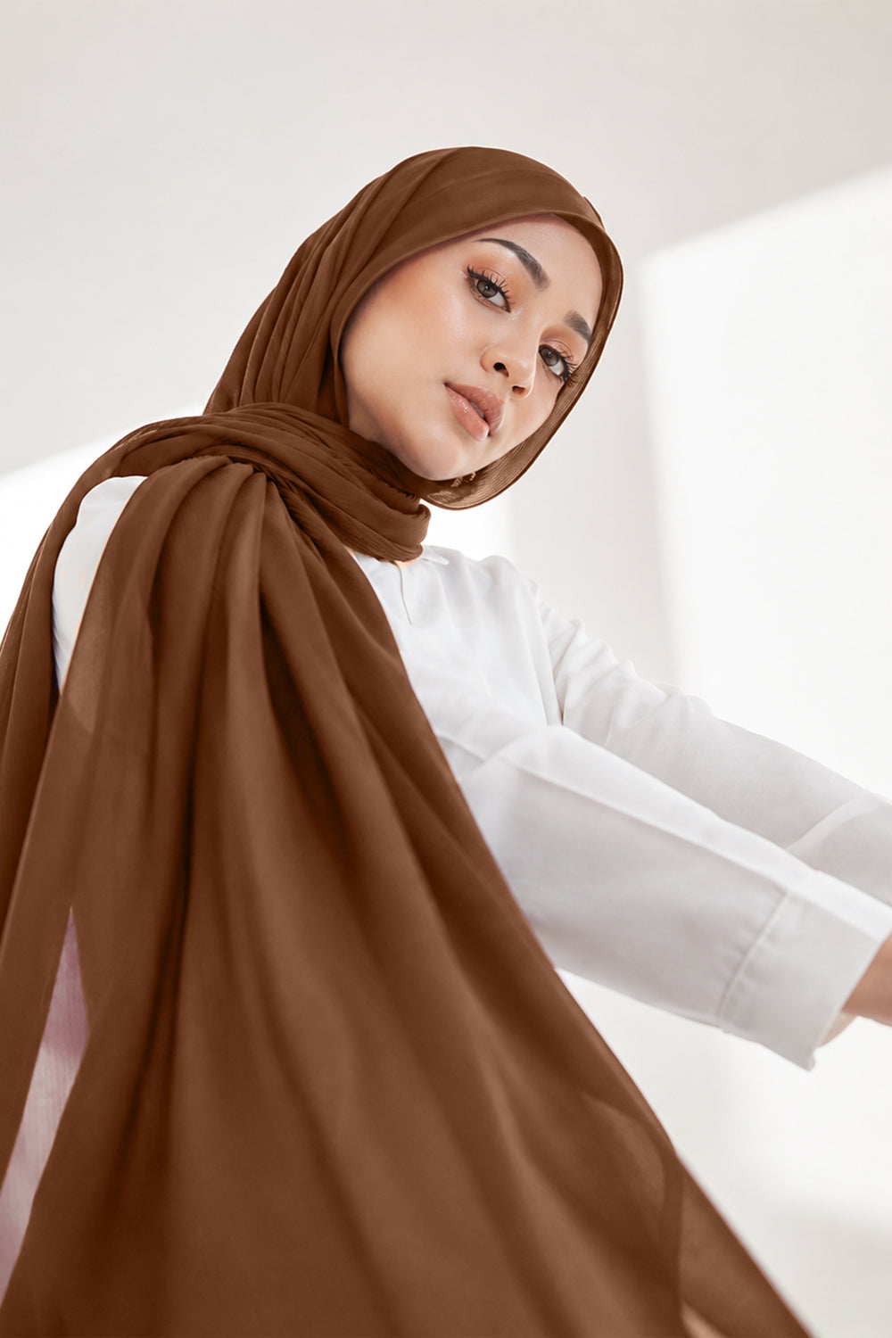 Hijab en mousseline de soie de luxe - Vison