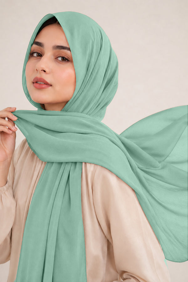 Luxe Chiffon Hijab - Misty Blue