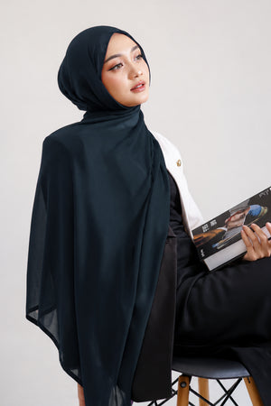 Hijab en mousseline de soie de luxe - Bleu marine