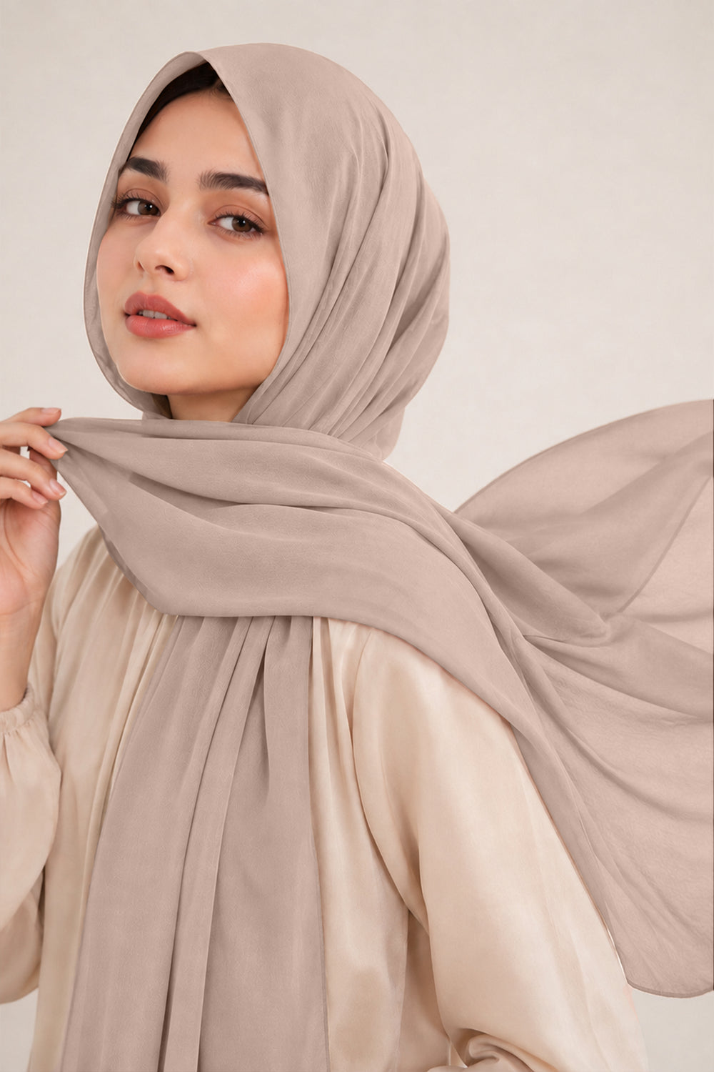 Hijab en mousseline de soie de luxe - Perle