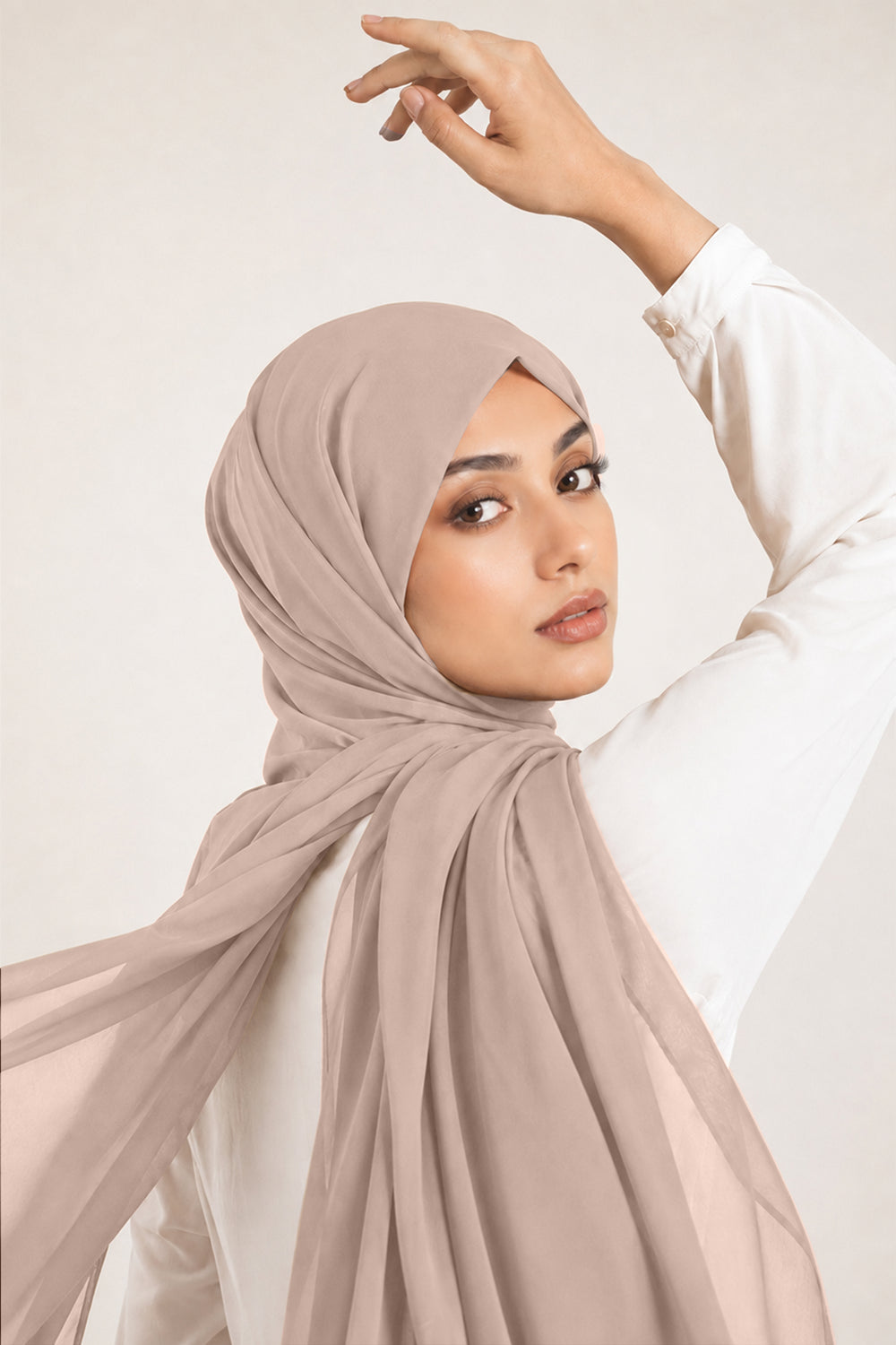 Hijab en mousseline de soie de luxe - Perle