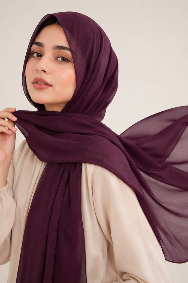 حجاب شيفون فاخر - أرجواني