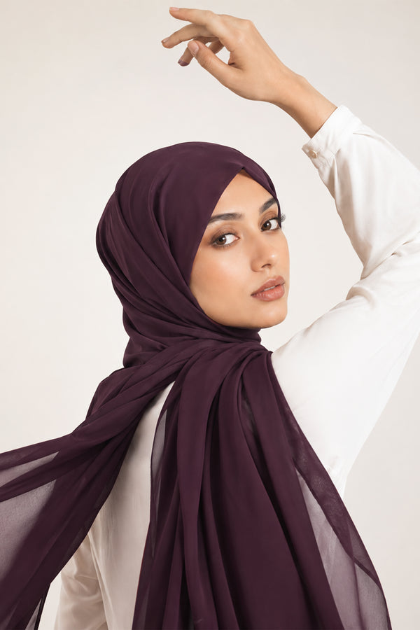 حجاب شيفون فاخر - أرجواني