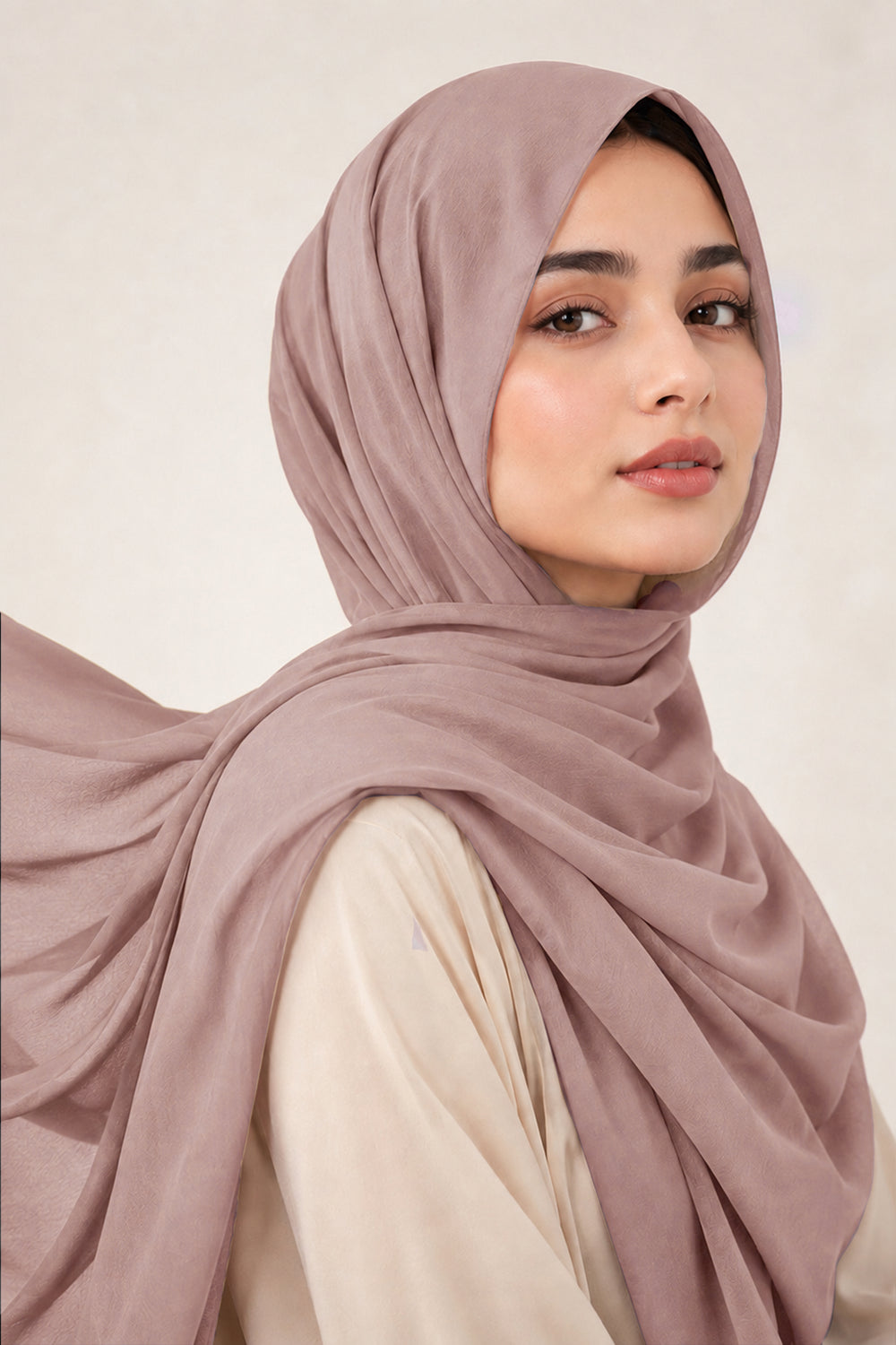 Hijab en mousseline de soie de luxe - Rose poudré