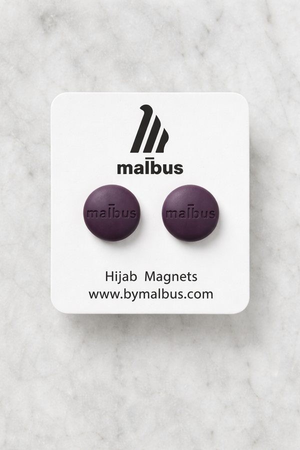 Mauve taupe hijab magnets pair by MALBUS – magnetic hijab fasteners for secure, pin-free styling