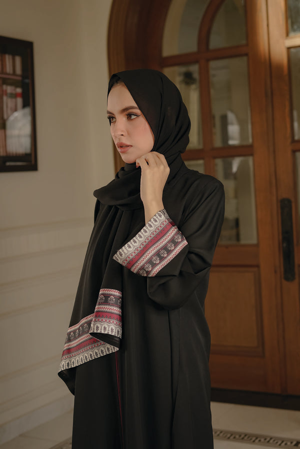 Maroon Silk Edge Abaya