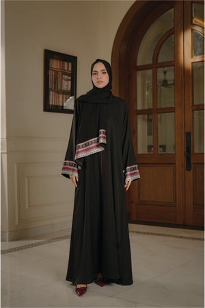 Maroon Silk Edge Abaya