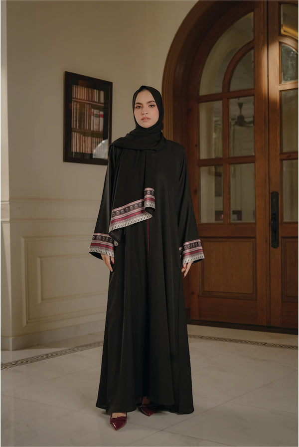 Maroon Silk Edge Abaya