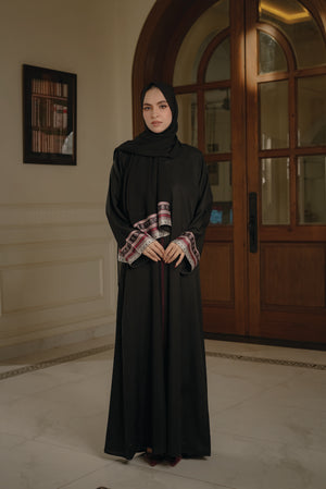 Maroon Silk Edge Abaya