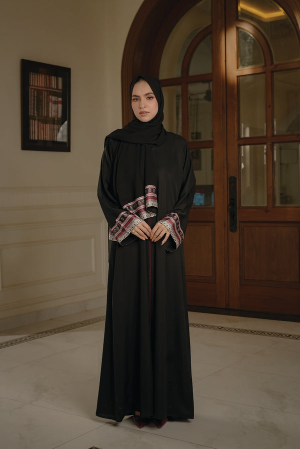 Maroon Silk Edge Abaya