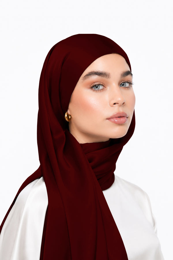 Maroon Silk Hijab